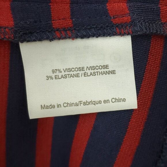 Tory Burch Boatneck Callan Top in Navy / Cabernet Colorbond Stripe F E-0146a - Picture 11 of 12